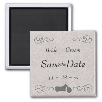 Faux Embossed Motorcycle Save The Date Magnet by sfcount at Zazzle