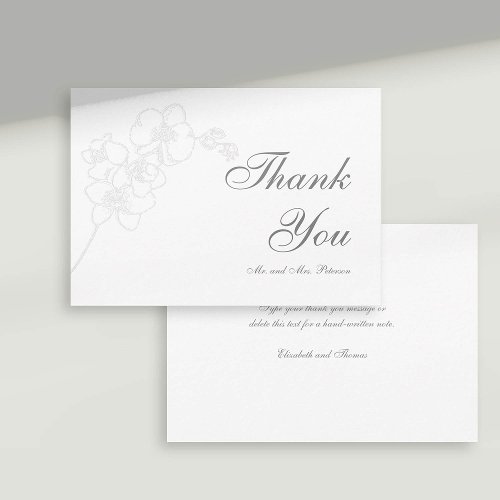 Faux Embossed Orchids Art Formal Wedding Thank You