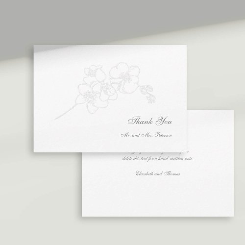 Faux Embossed Orchids Formal Wedding Thank You