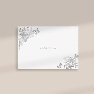 Faux Embossed Peony Formal Chic Wedding Thank You