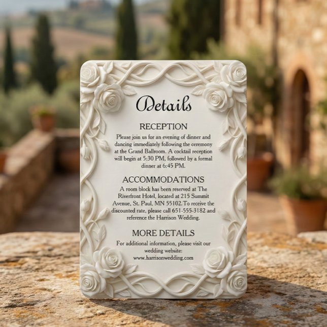 Faux Embossed Plaster Ivory Floral Enclosure Card (Creator Uploaded)