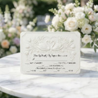 Faux Embossed Swans Heart Floral Scroll