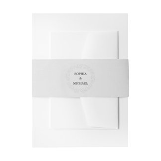 Faux Embossed White Roses Wedding Invitation Belly Band