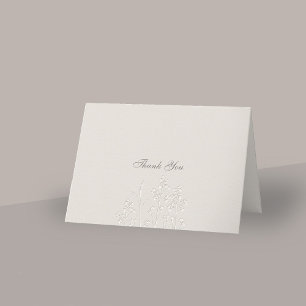 Faux Embossed Wildflowers Folded Wedding Thank You Card