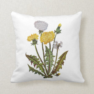 Faux Embroidered Dandelions Pillow