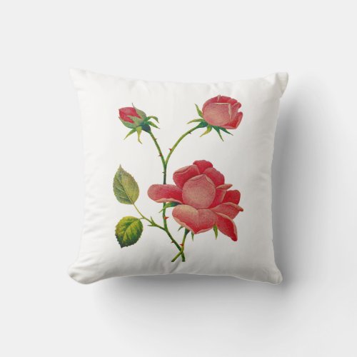 Faux Embroidered Red Roses Pillow