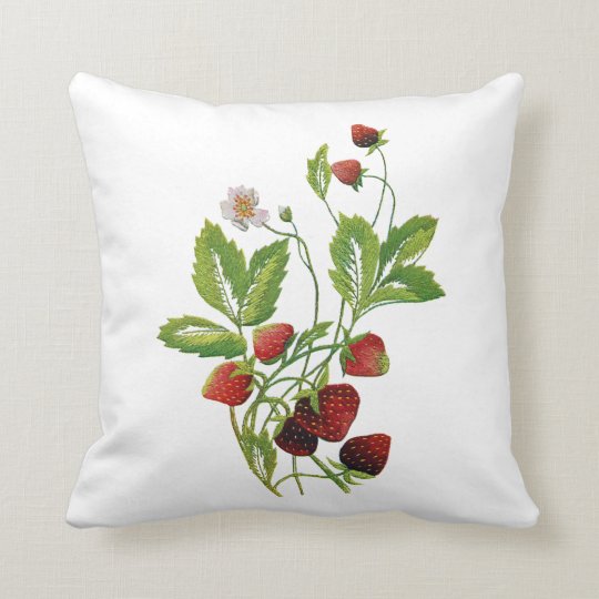 Faux Embroidered Strawberry Pillow Zazzle Com
