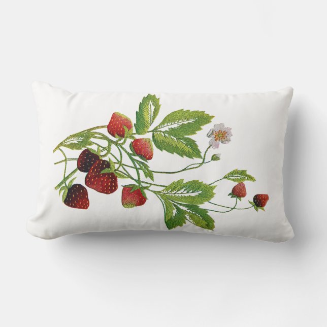 Faux Embroidered Strawberry Pillow (Front)