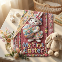 Faux Embroidery Baby Blanket – Double‑Sided Design