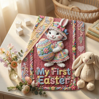 Faux Embroidery Baby Blanket – Double‑Sided Design