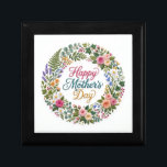 Faux Embroidery Floral Happy Mother's Day Gift Box<br><div class="desc">a cheery gift box for mother's day</div>