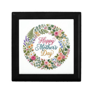 Faux Embroidery Floral Happy Mother's Day Gift Box