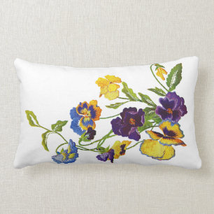 Faux Embroidery Pansy Pillow