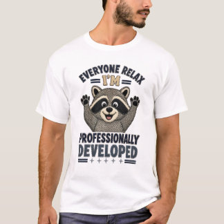 Faux Embroidery Raccoon Professionally Developed T-Shirt