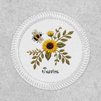 Faux Embroidery Sunflower and Honeybee Patch
