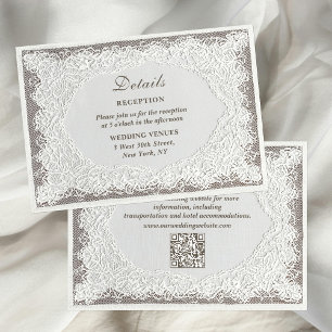 Faux Embroidery Timeless Lace Wedding Details Enclosure Card