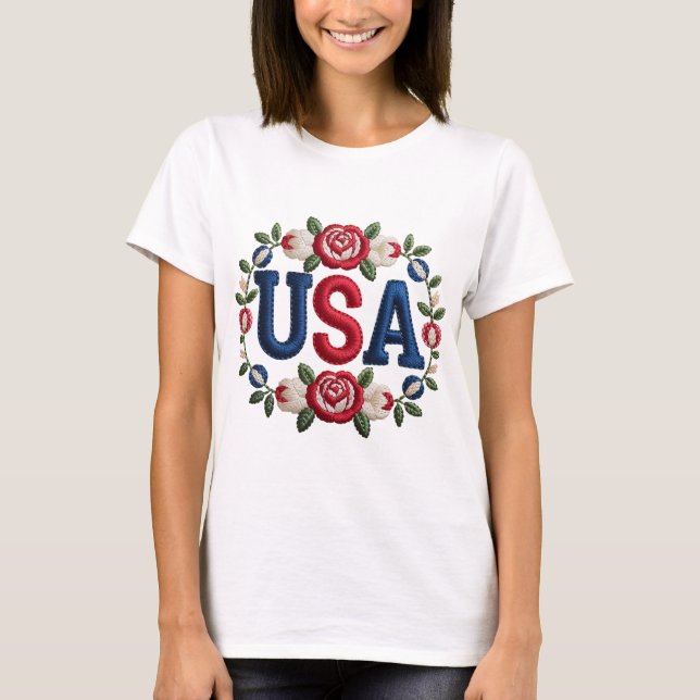Faux Embroidery USA Tshirt (Front)