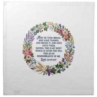 Faux Embroidery White Communion Bread Napkin