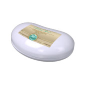 Faux Emerald Gemstone Metallic Shiny Gold Damask Candy Tin (Side)