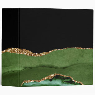 Faux Emerald Green Marbled Agate Contemporary 3 Ring Binder