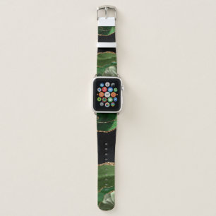 Faux Emerald Green Marbled Agate Contemporary Apple Watch Band