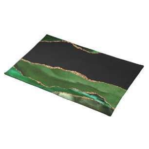 Faux Emerald Green Marbled Agate Contemporary Cloth Placemat