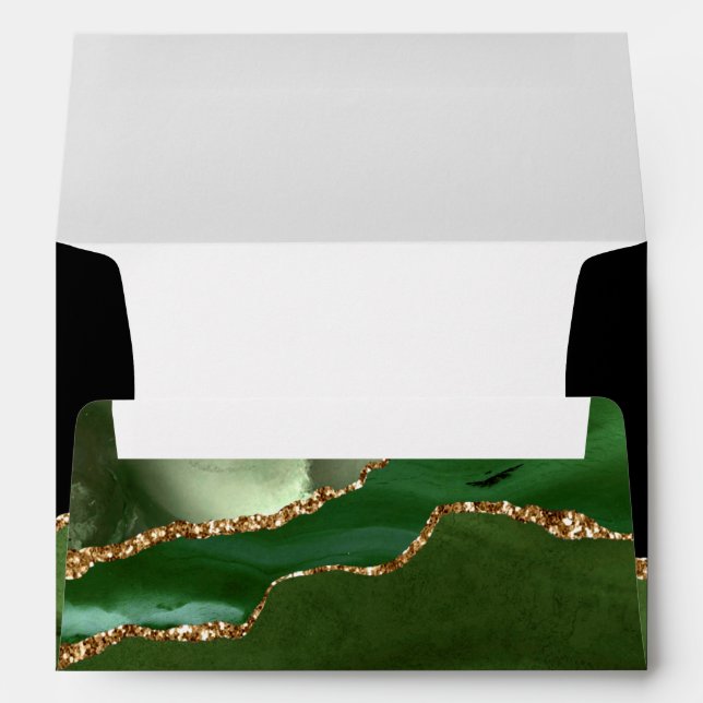Faux Emerald Green Marbled Agate Contemporary Envelope (Back (Bottom))