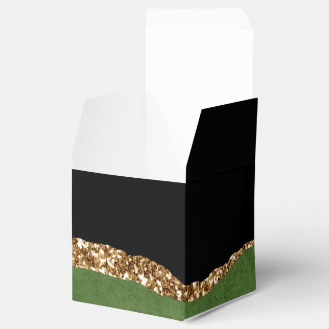 Faux Emerald Green Marbled Agate Contemporary Favor Boxes (Opened)