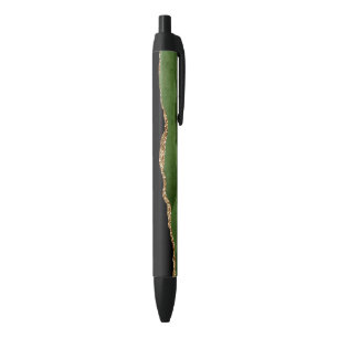 Faux Emerald Green Marbled Agate Contemporary Pen