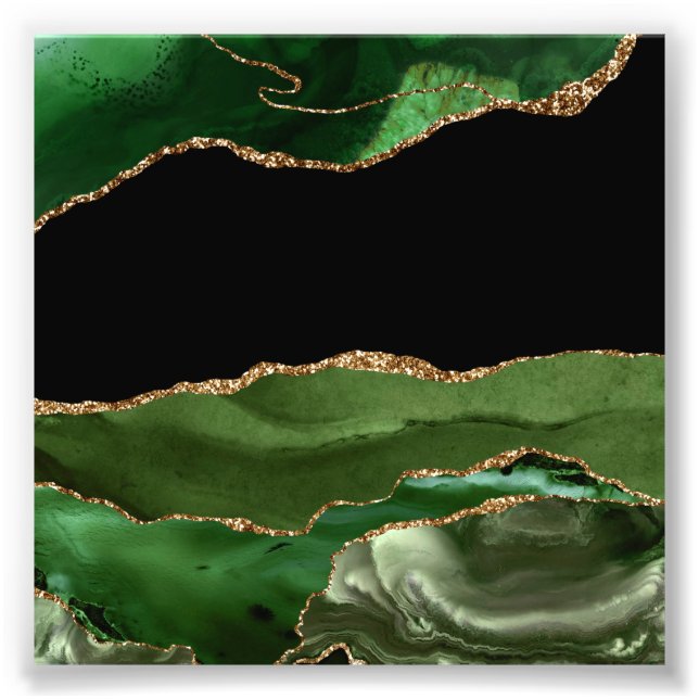Faux Emerald Green Marbled Agate Contemporary Photo Print (Front)