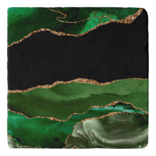 Faux Emerald Green Marbled Agate Contemporary Trivet