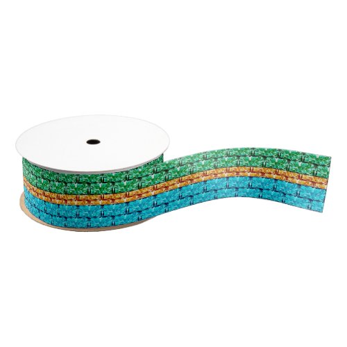 Faux Emeralds Sapphire and Topaz Baguettes Grosgrain Ribbon