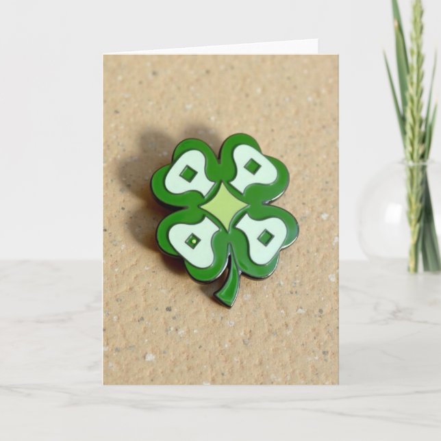 Faux Enamel Clover Luck Card (Front)