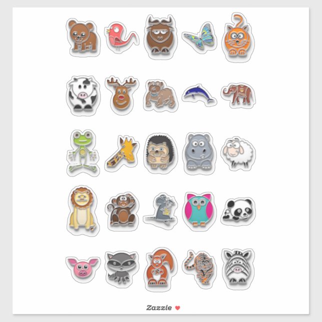 Faux Enamel Pin Animals Sticker (Sheet)