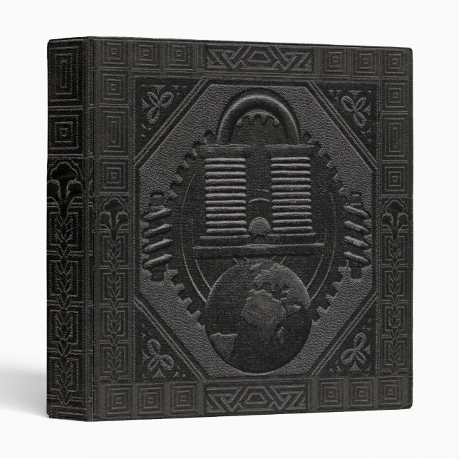 Faux Engraved-Looking Black Image 3 Ring Binder (Front/Spine)