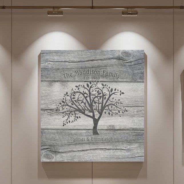 Faux Engraved Wood Genealogy Family Tree  Faux Canvas Print (Creator Uploaded)