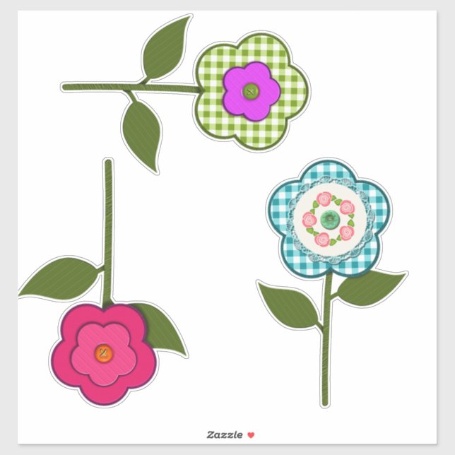 Faux Fabric Layered Flowers Sticker (Sheet)