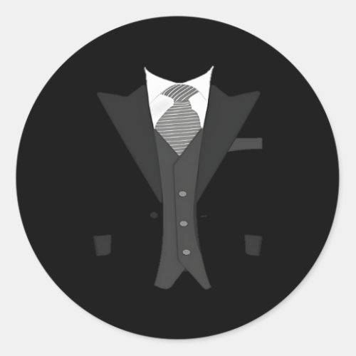 Faux Fake Suit Vest And Tie Tuxedo Classic Round Sticker