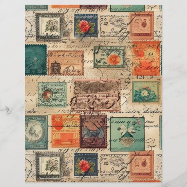 Faux Fantasy Postage Stamp Collage 6 (Back)