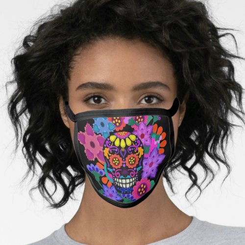 Faux Felt Sugar Skull All_Over Print Face Mask