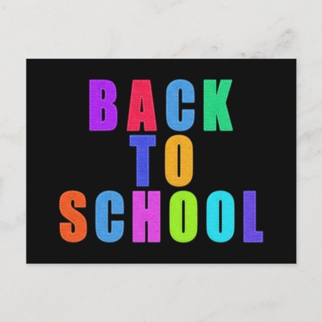 Faux Felt with Stitching Alpha Back To School Announcement Postcard (Front)