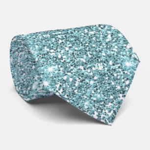 Faux Festive Elegant Blue Glitter Sparkles Neck Tie
