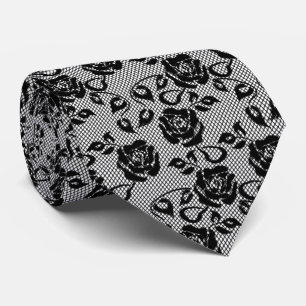 Faux Fishnet Black Lace Neck Tie Elegant