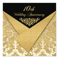 FAUX Flaps Damask 10th Anniversary Invitation