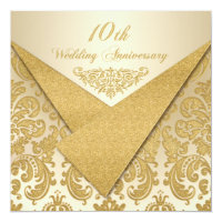 FAUX Flaps Damask 10th Anniversary Invitation