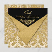 FAUX Flaps Damask 15th Anniversary Invitation (Front/Back)
