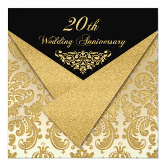 FAUX Flaps Damask 20th Anniversary Invitation