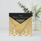 FAUX Flaps Damask 22nd Anniversary Invitation (Standing Front)