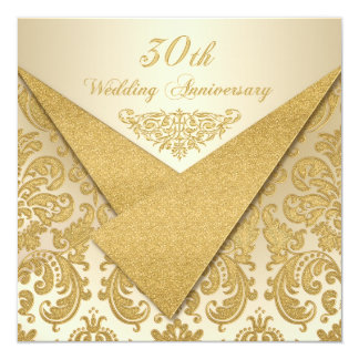FAUX Flaps Damask 30th Anniversary Invitation