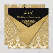 FAUX Flaps Damask 35th Anniversary Invitation (Front/Back)